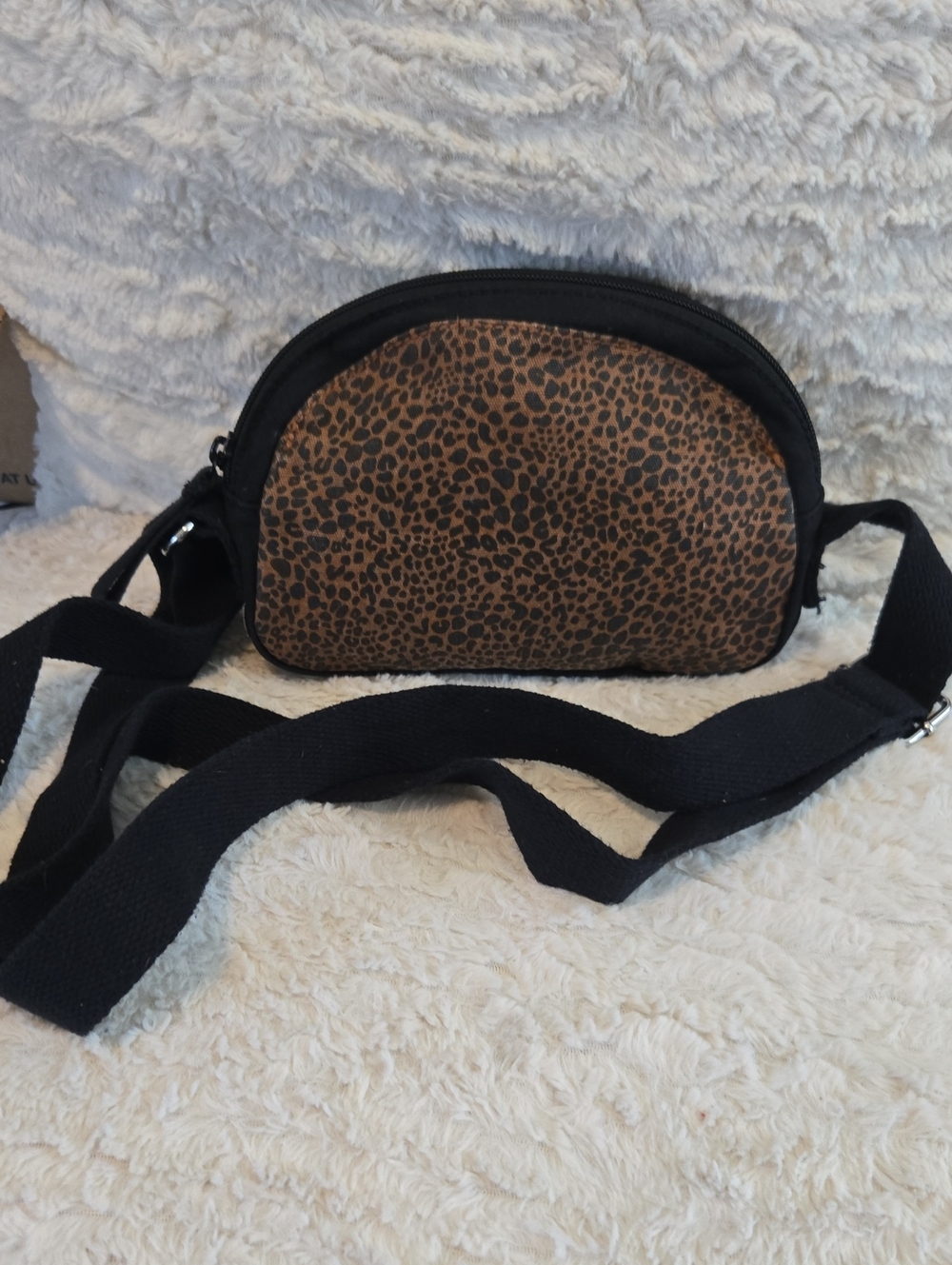 Lands End Leopard Print Crossbody Bag in Brown and Black